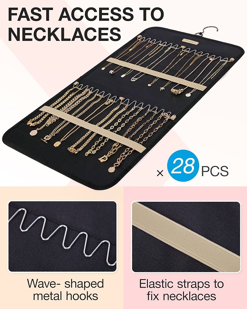 Amazon.com: BAGSMART Hanging Jewelry Organizer Storage Roll